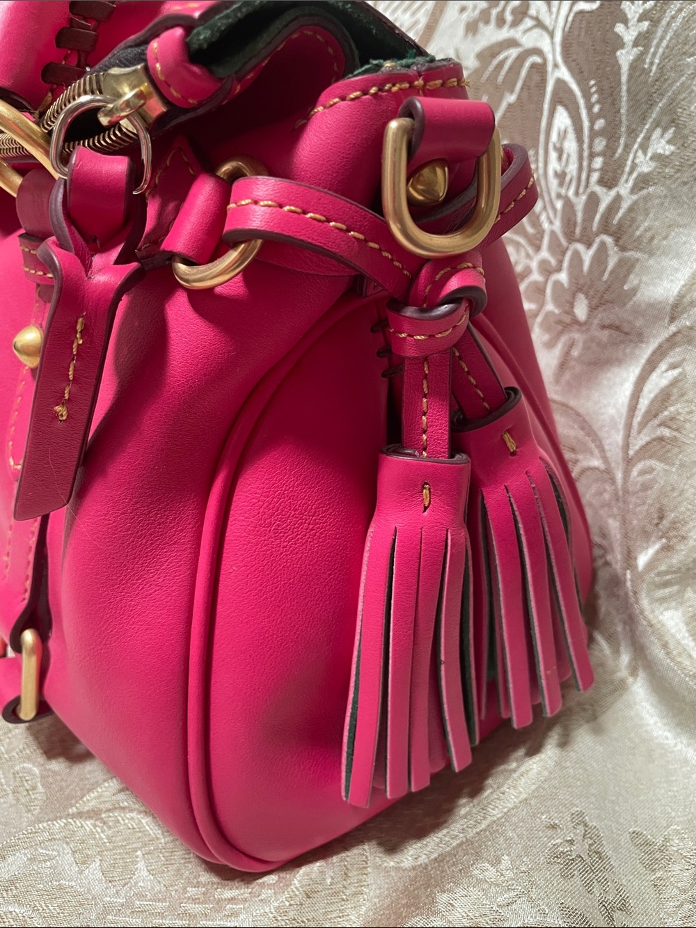 Dooney & Bourke Fuchsia Leather Satchel with Gold Hardware - Picture 2 of 12